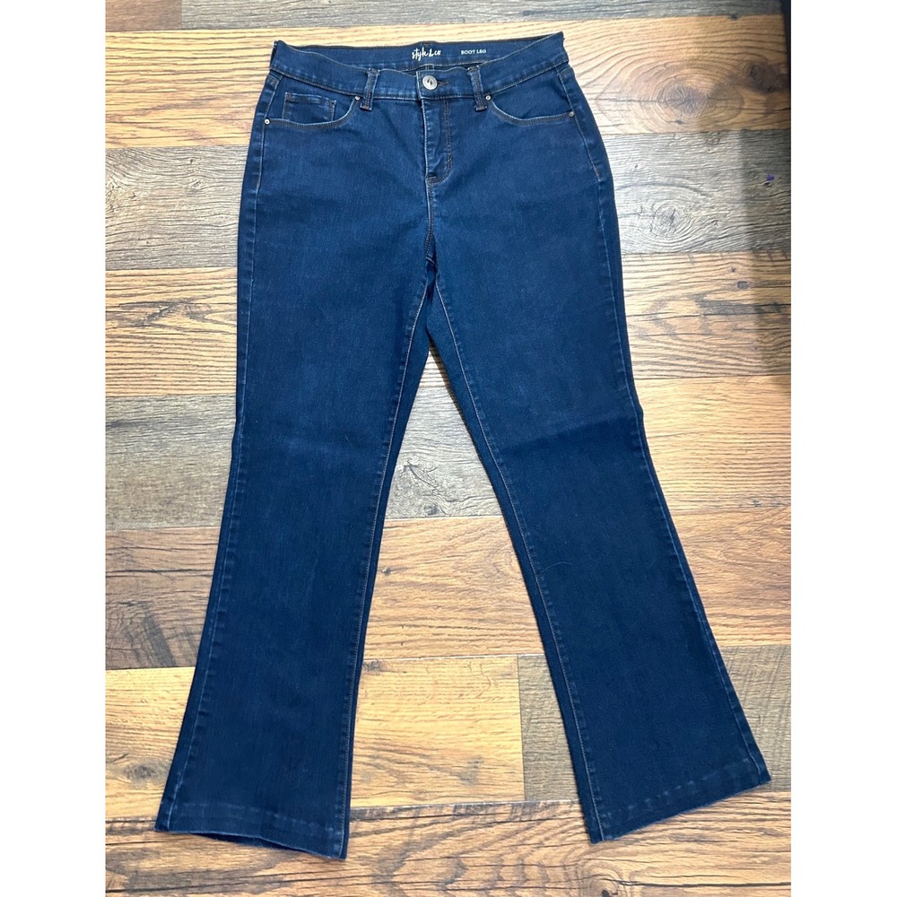 Style & Co Womens Dark Wash Bootcut Jeans Size 6 Short Blue Denim Mid Rise Pants